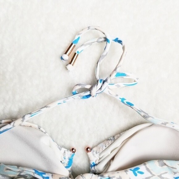 NWT Eberjey Women's Size Small Bleached‎ Blues Cecily Halter Bikini Top - Picture 6 of 10